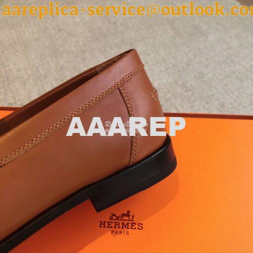 Replica Hermes Destin Loafer in fringed calfskin H241008Z Brown Blanc 8