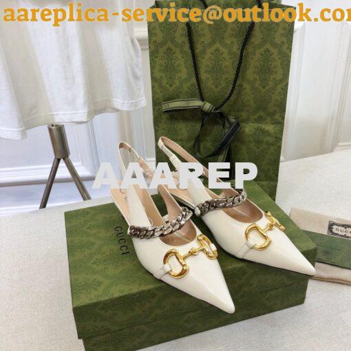 Replica Gucci Women's Leather Pump With Horsebit Slingback 616596 Whit