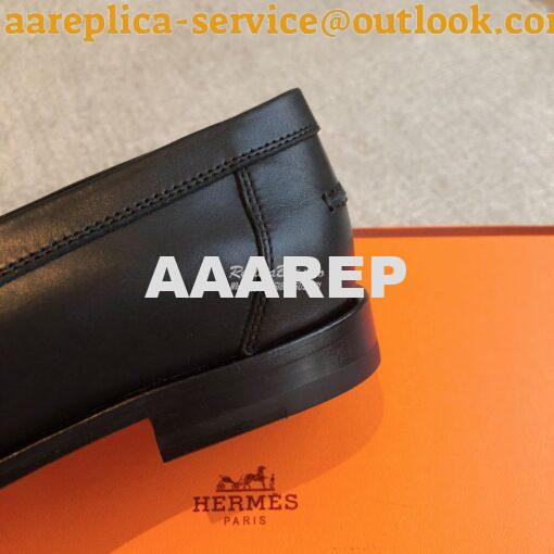 Replica Hermes Destin Loafer in fringed calfskin H241008Z Noir Blanc 9