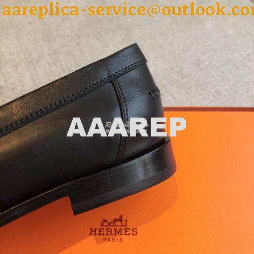 Replica Hermes Destin Loafer in fringed calfskin H241008Z Noir 8