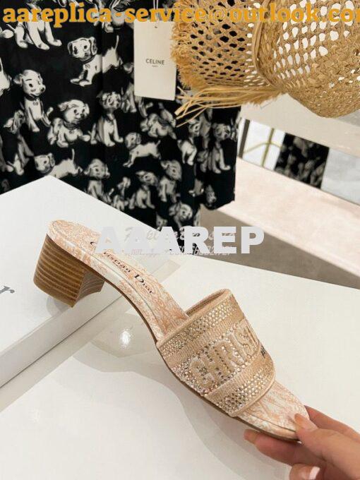 Replica Dior DWAY Heeled Slide Cotton Embroidered with Metallic Thread 23