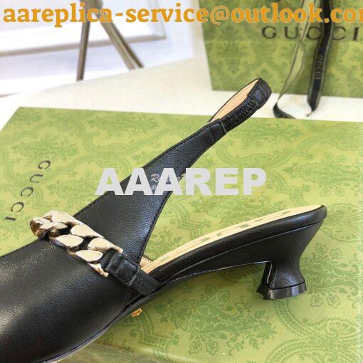 Replica Gucci Women's Leather Pump With Horsebit Slingback 616596 Blac 6
