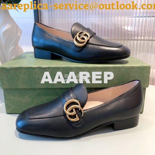 Replica Gucci Leather Loafer With Double G 602496 Black 2