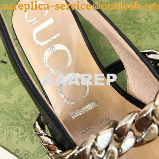 Replica Gucci Women's Leather Pump With Horsebit Slingback 616596 Blac 7