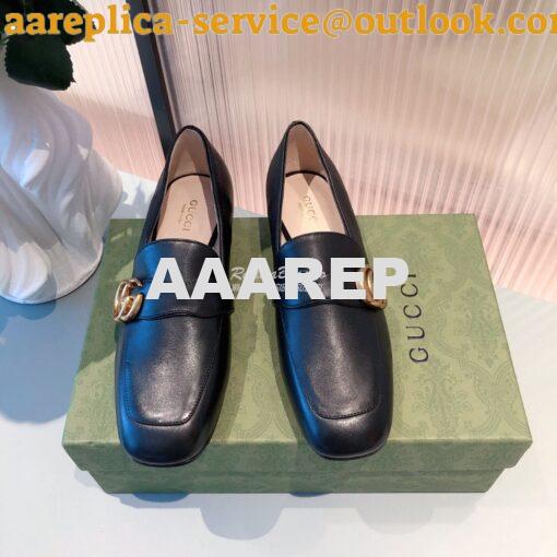 Replica Gucci Leather Loafer With Double G 602496 Black 3