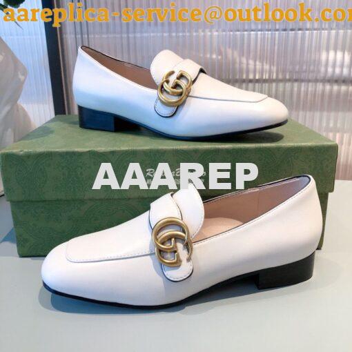Replica Gucci Leather Loafer With Double G 602496 White