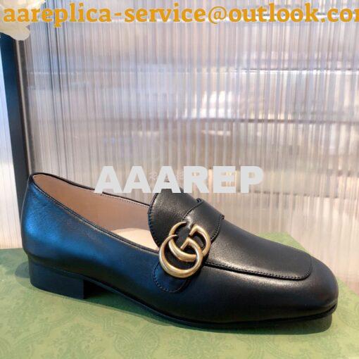 Replica Gucci Leather Loafer With Double G 602496 Black 4