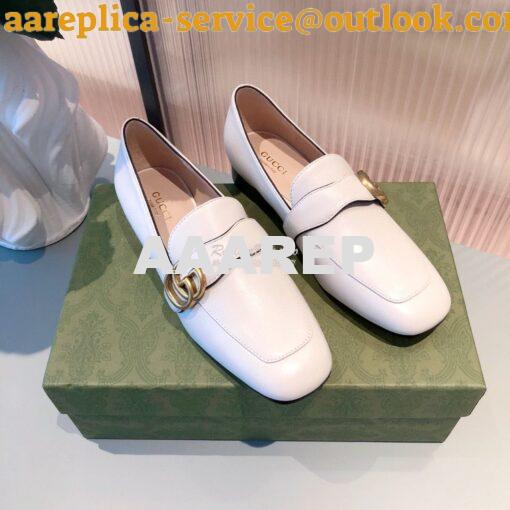 Replica Gucci Leather Loafer With Double G 602496 White 2