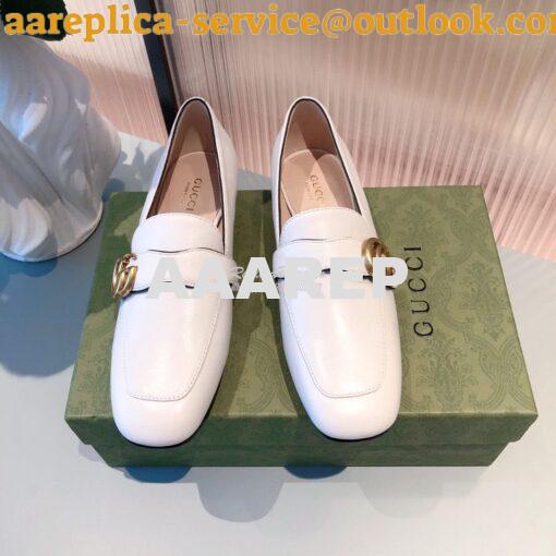 Replica Gucci Leather Loafer With Double G 602496 White 3