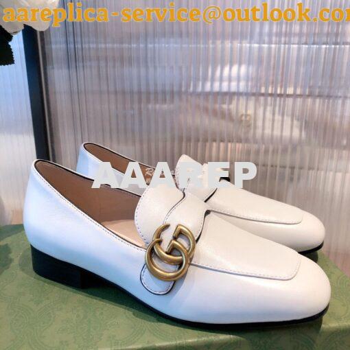 Replica Gucci Leather Loafer With Double G 602496 White 4