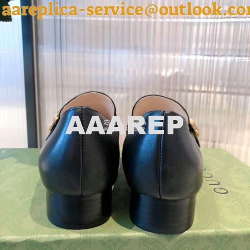 Replica Gucci Leather Loafer With Double G 602496 Black 7