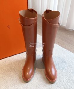 Replica Hermes Honey Boot in Heritage calfskin with rubber sole with c 2