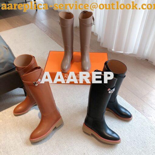 Replica Hermes Honey Boot in Heritage calfskin with rubber sole with c