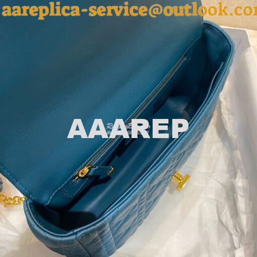 Replica Dior Medium Caro Bag Ocean Blue Supple Cannage Calfskin M9242U 7