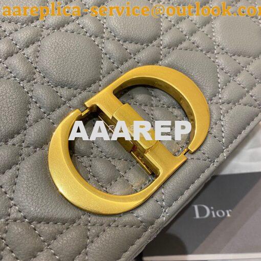 Replica Dior Medium Caro Bag Stone Gray Supple Cannage Calfskin M9242U 2