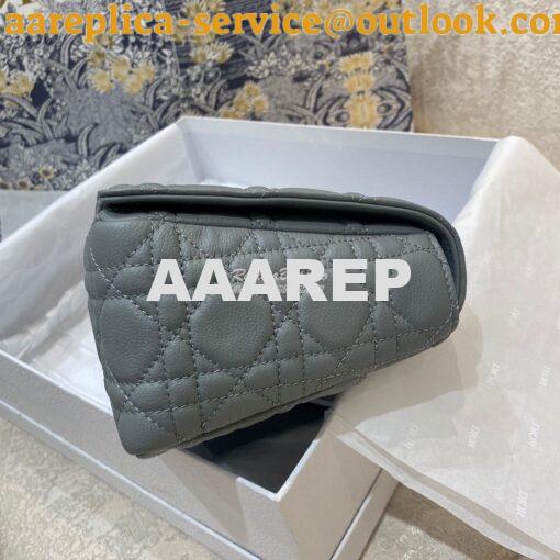 Replica Dior Medium Caro Bag Stone Gray Supple Cannage Calfskin M9242U 3