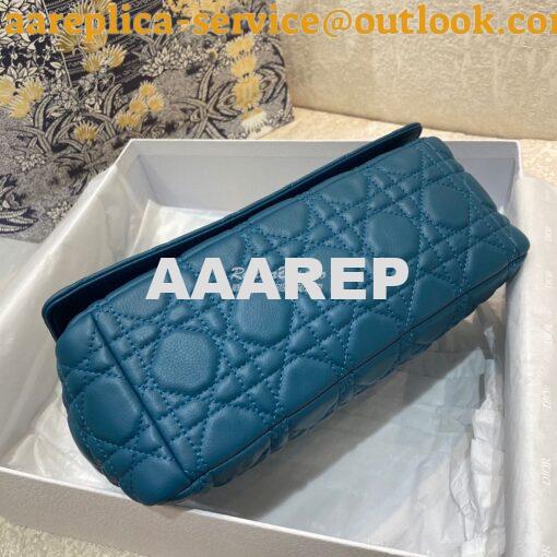 Replica Dior Medium Caro Bag Ocean Blue Supple Cannage Calfskin M9242U 9