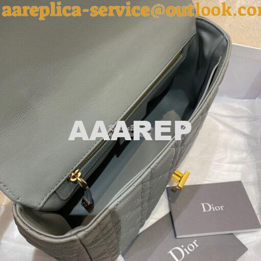 Replica Dior Medium Caro Bag Stone Gray Supple Cannage Calfskin M9242U 7