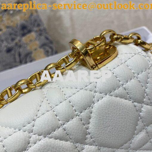 Replica Dior Medium Caro Bag White Supple Cannage Calfskin M9242U 5