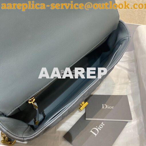 Replica Dior Medium Caro Bag Cloud Blue Supple Cannage Calfskin M9242U 7
