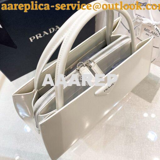 Replica Prada Brushed Leather Handbag 1BA327 White 8