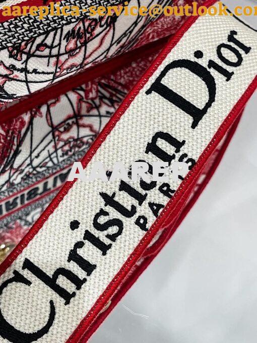 Replica Dior Medium Lady D-Lite Bag Red and White D-Royaume d'Amour Em 10