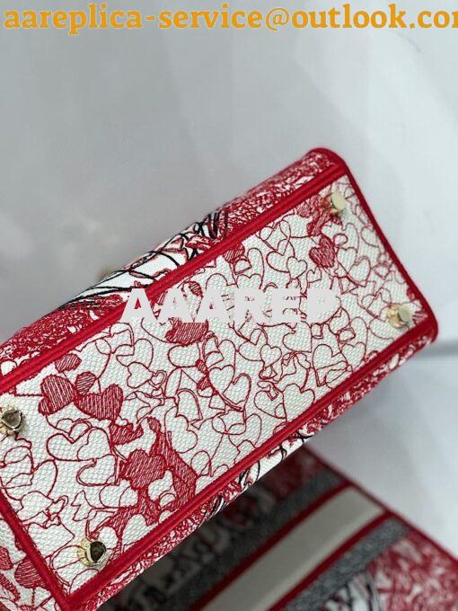 Replica Dior Medium Lady D-Lite Bag Red and White D-Royaume d'Amour Em 13