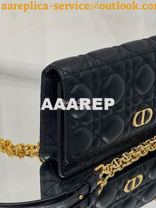 Replica Dior Caro Belt Pouch With Chain in Black Supple Cannage Calfsk 2