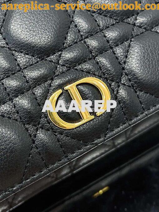 Replica Dior Caro Belt Pouch With Chain in Black Supple Cannage Calfsk 3