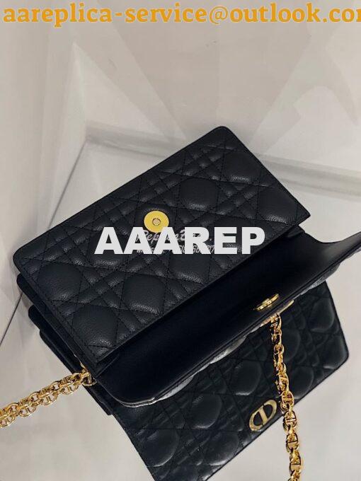 Replica Dior Caro Belt Pouch With Chain in Black Supple Cannage Calfsk 5