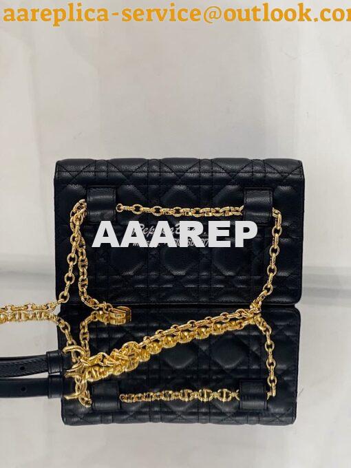 Replica Dior Caro Belt Pouch With Chain in Black Supple Cannage Calfsk 7