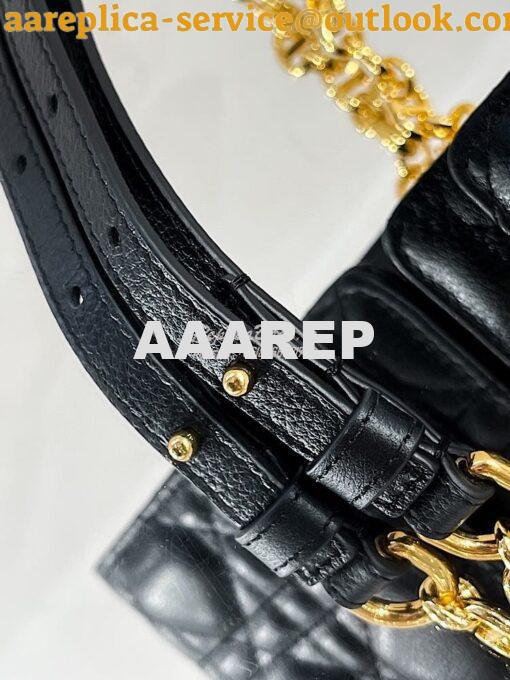 Replica Dior Caro Belt Pouch With Chain in Black Supple Cannage Calfsk 8