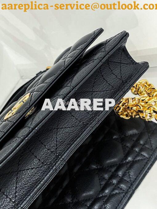 Replica Dior Caro Belt Pouch With Chain in Black Supple Cannage Calfsk 9