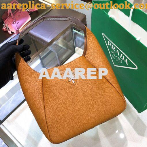Replica Prada Leather Handbag 1BC127 Caramel 2