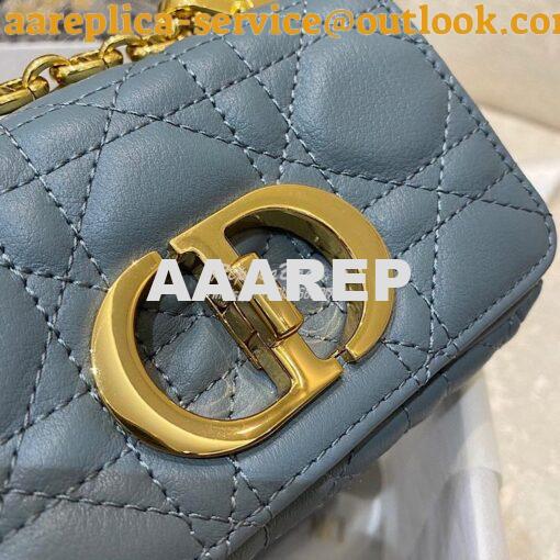 Replica Dior Micro Caro Bag in Cloud Blue Supple Cannage Calfskin S202 2
