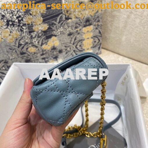 Replica Dior Micro Caro Bag in Cloud Blue Supple Cannage Calfskin S202 3