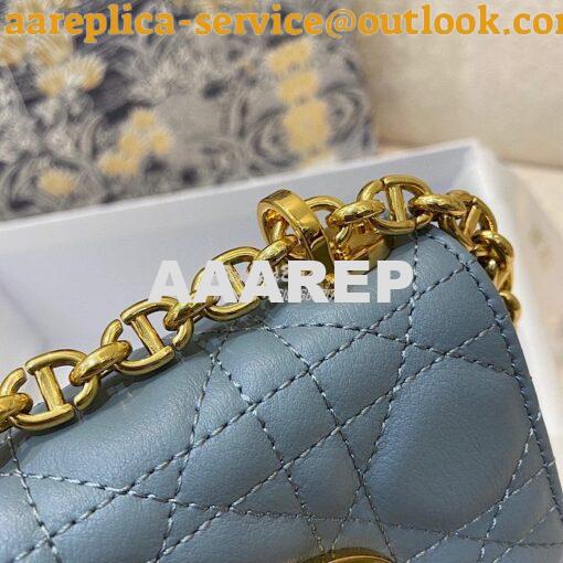 Replica Dior Micro Caro Bag in Cloud Blue Supple Cannage Calfskin S202 5