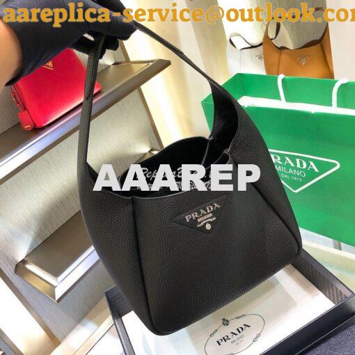 Replica Prada Leather Handbag 1BC127 Black 3