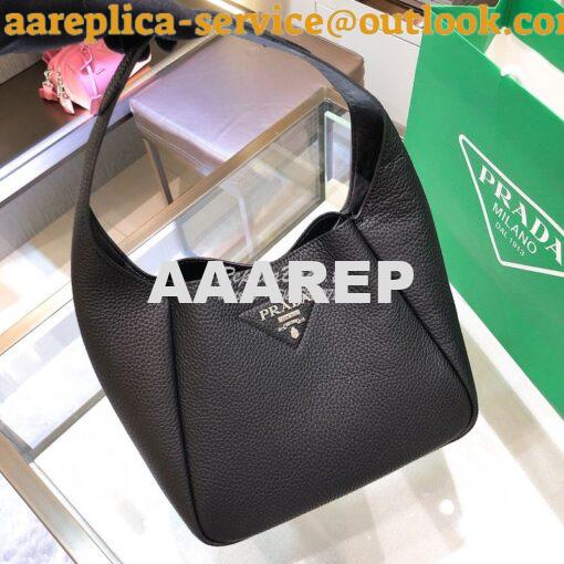 Replica Prada Leather Handbag 1BC127 Black 4