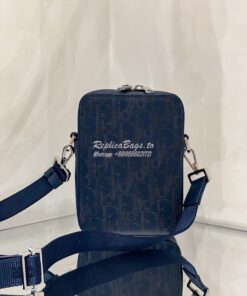 Replica Dior World Tour Messenger Pouch Blue Oblique Galaxy Leather