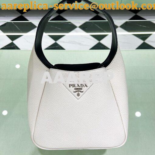 Replica Prada Leather Handbag 1BC127 Chalk