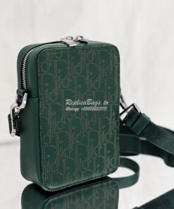 Replica Dior World Tour Messenger Pouch Green Oblique Galaxy Leather 2