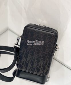 Replica Dior World Tour Messenger Pouch Black Oblique Galaxy Leather 2