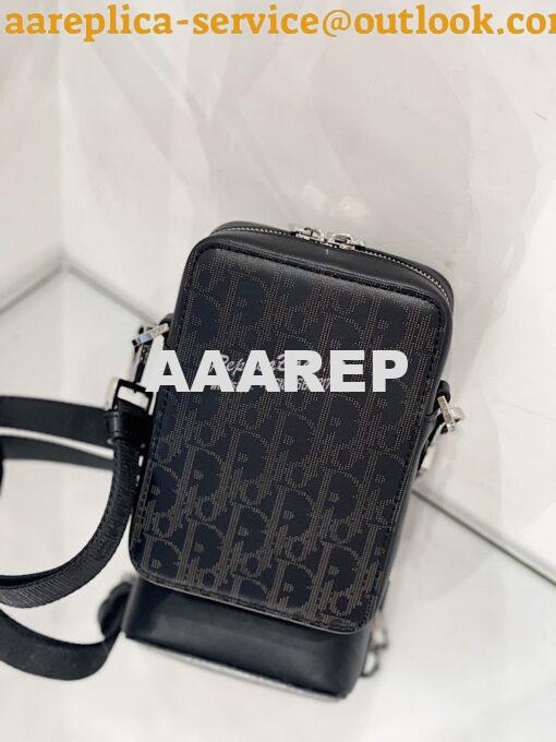 Replica Dior World Tour Messenger Pouch Black Oblique Galaxy Leather 2