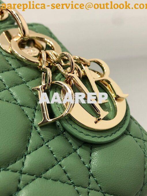 Replica Micro Lady Dior Bag Mint Green  Cannage Lambskin S0856 2