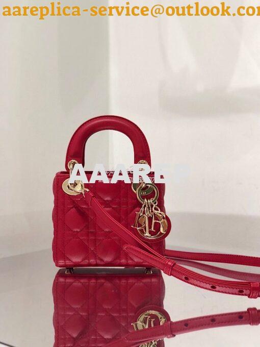 Replica Micro Lady Dior Bag Red Cannage Lambskin S0856