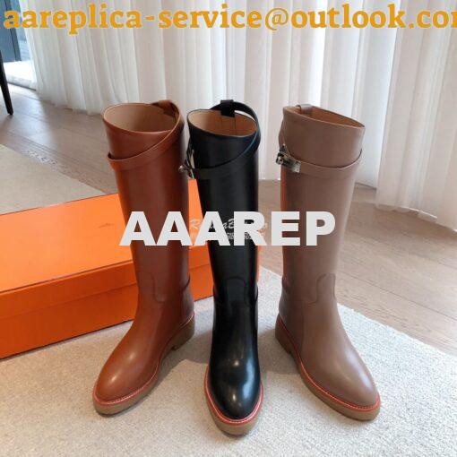 Replica Hermes Honey Boot in Heritage calfskin with rubber sole with c 2