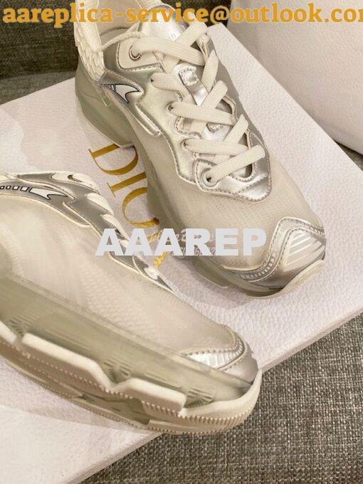 Replica Dior Vibe Sneaker White Mesh and Silver-Tone Leather KCK337 7