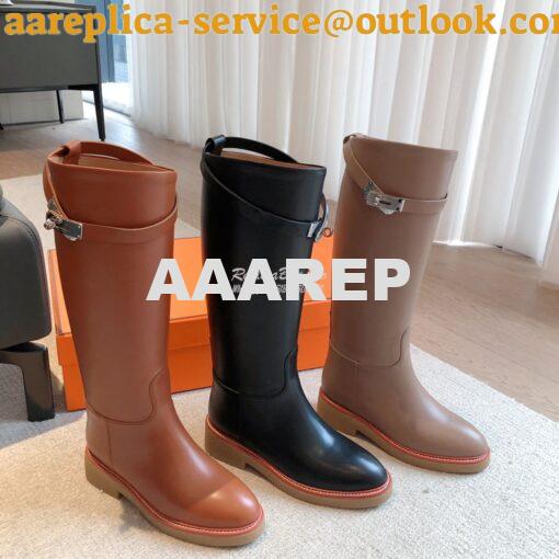 Replica Hermes Honey Boot in Heritage calfskin with rubber sole with c 3