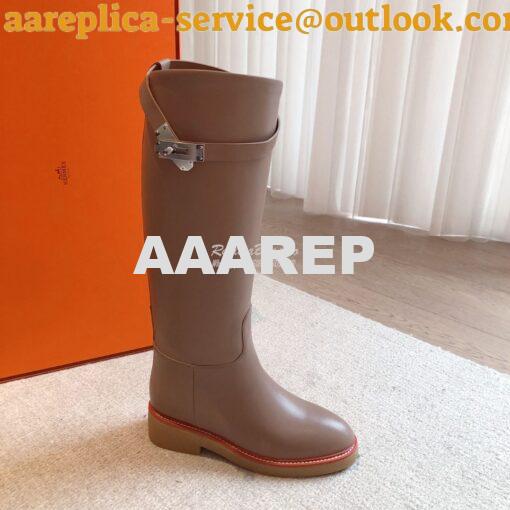 Replica Hermes Honey Boot in Heritage calfskin with rubber sole with c 4